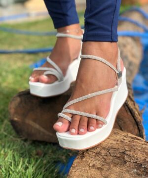 Sandalia Anabela Strass Feminina 1