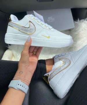 Tenis Nike Air Force Gold Gliter Premium Feminino 1