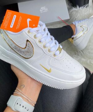 Tênis Nike Air Force Gold Gliter Premium Feminino