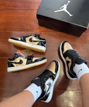 Tenis Jordan Preto Verniz Bronze Metalico Premium Feminino 1 1