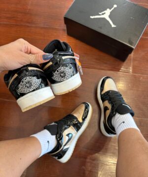 Tenis Jordan Preto Verniz Bronze Metalico Premium Feminino 2 1