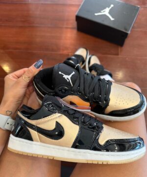 Tenis Jordan Preto Verniz Bronze Metalico Premium Feminino 4 1