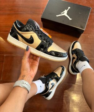 Tenis Jordan Preto Verniz Bronze Metalico Premium Feminino 5 1