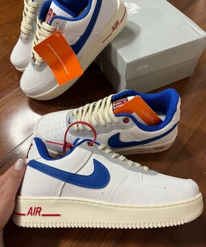 Tênis Nike Air Force Branco Azul Premium Masculino