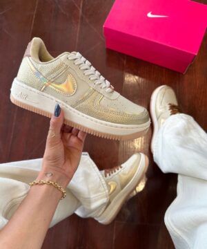 Tenis Nike Air Force Gold Metalizado Premium Feminino 2 1