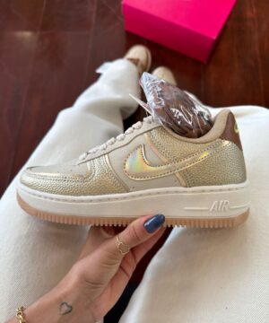 Tenis Nike Air Force Gold Metalizado Premium Feminino 3 1