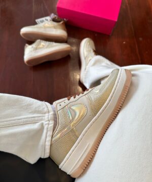 Tenis Nike Air Force Gold Metalizado Premium Feminino 4 1