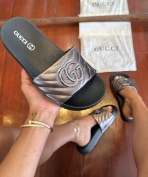 Slide Gucci Metalica Bronze Feminino 4