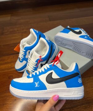 Tênis Nike Air Force Azul Branco Masculino Premium