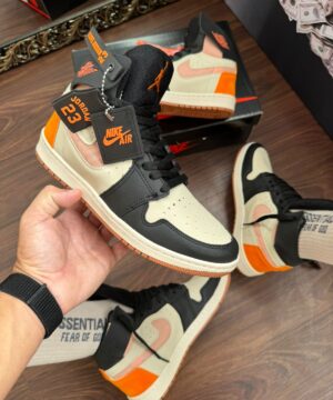 Tenis Nike Jordan 1 Zoom Preto Bege Laranja 6