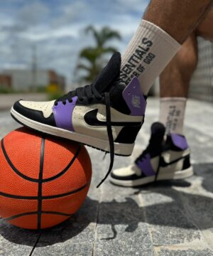 Tênis Nike Jordan 1 Zoom Preto Bege Uva