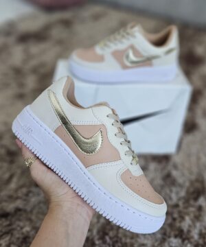 Tênis Nike Air Force Branco Rosa Feminino