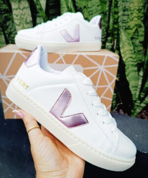 Tênis Vert Branco Rosa Metal Premium Feminino