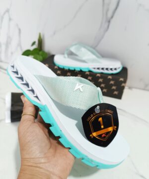 Chinelo Kenner Feminina Branco Ciano 4