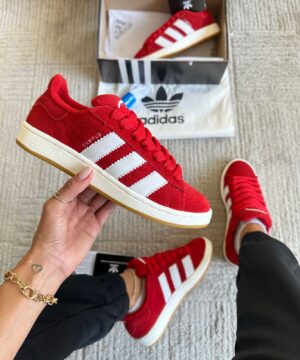 Tênis Adidas Campus Couro Vermelho Feminino Premium