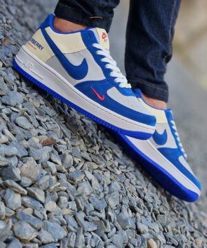 Tenis Nike Air Force Burberry Azul Grade Fechada 4