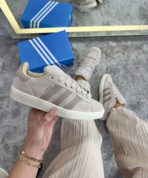 Tênis Adidas Campus Couro Off Bege Feminino Premium