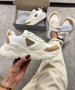 Tenis Prada Milado Dal Branco Bege Feminino Premium 3