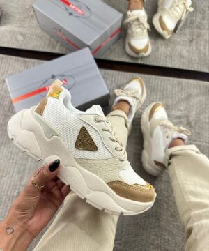 Tenis Prada Milado Dal Branco Bege Feminino Premium 4