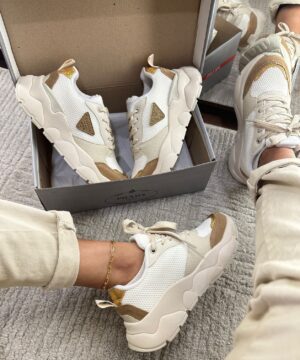 Tenis Prada Milado Dal Branco Bege Feminino Premium 5