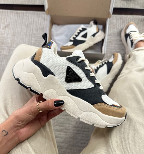 Tenis Prada Milado Dal Branco Preto Feminino Premium 3