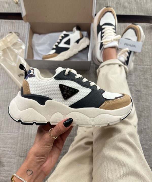 Tenis Prada Milado Dal Branco Preto Feminino Premium 4