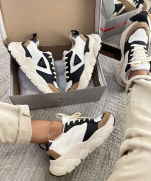 Tenis Prada Milado Dal Branco Preto Feminino Premium 5