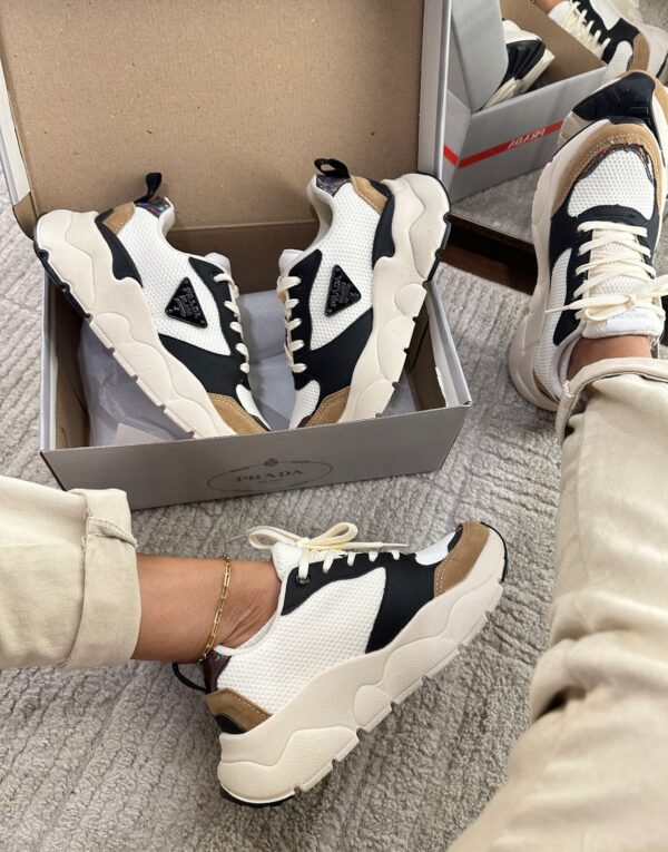 Tenis Prada Milado Dal Branco Preto Feminino Premium 5