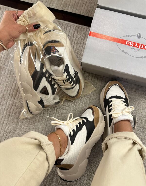 Tenis Prada Milado Dal Branco Preto Feminino Premium 6