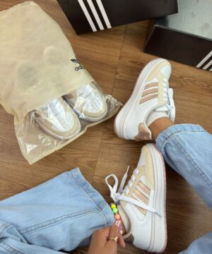 Tenis Adidas Forum Branco Dourado Juvenil 3