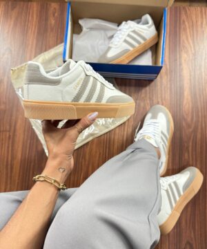 Tenis Adidas Samba Retro Branco Cinza Feminino Premium 4