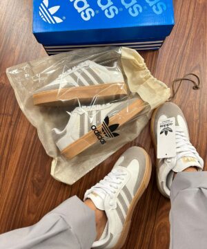 Tenis Adidas Samba Retro Branco Cinza Feminino Premium 5