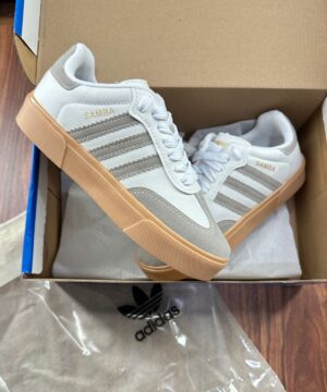 Tenis Adidas Samba Retro Branco Cinza Feminino Premium 6