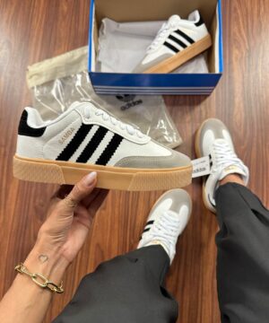 Tênis Adidas Samba Retrô Branco Preto Feminino Premium