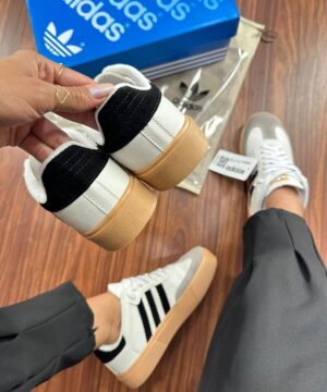 Tenis Adidas Samba Retro Branco Preto Feminino Premium 4