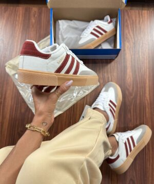 Tenis Adidas Samba Retro Branco Vermelho Feminino Premium 1