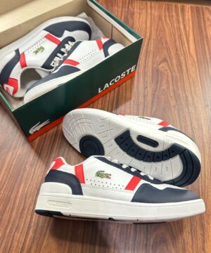 Tenis Lacoste de Couro Luxo Preto Vermelho Masculino 1