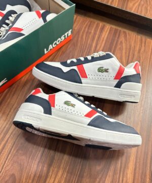 Tenis Lacoste de Couro Luxo Preto Vermelho Masculino 3