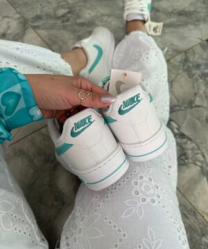 Tenis Nike Air Force Branco Verde Agua Feminino Premium 2