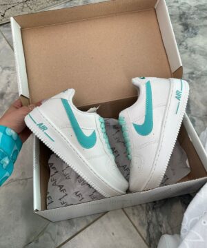 Tenis Nike Air Force Branco Verde Agua Feminino Premium 3