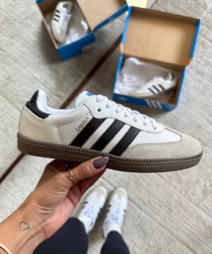 Tenis Adidas Samba Couro BrancoPreto Feminino Premium 1