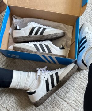 Tenis Adidas Samba Couro BrancoPreto Feminino Premium 5