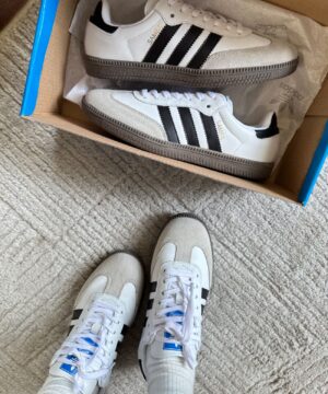 Tenis Adidas Samba Couro BrancoPreto Feminino Premium 6