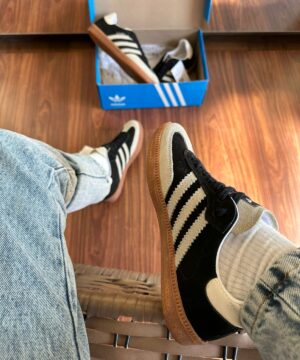 Tenis Adidas Samba Couro Preto Branco Feminino Premium 4