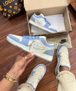 Tenis Jordan X Louis Vuitton Branco Azul Feminino Premium 4