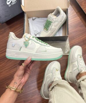 Tênis Nike AF-1 Colors Branco Verde Feminino Premium