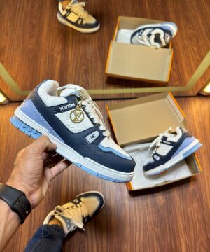 Tenis Louis Vuitton Branco Azul Masculino Premium 1