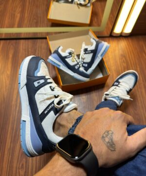 Tenis Louis Vuitton Branco Azul Masculino Premium 3