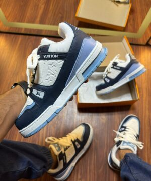 Tenis Louis Vuitton Branco Azul Masculino Premium 4