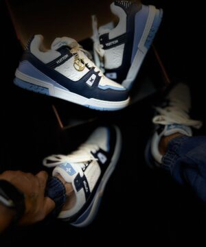 Tenis Louis Vuitton Branco Azul Masculino Premium 6
